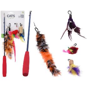 JUGUETE GATOS PLUMAS 4 PIEZAS SURTIDO