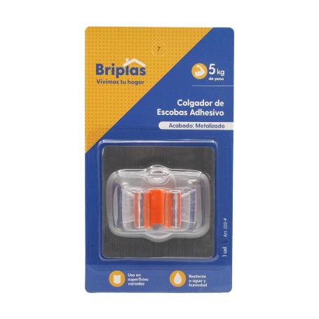 COLGADOR ESCOBA ADH. 1 UD METALIZADO