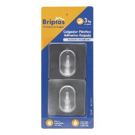 COLGADOR PLASTICO ADH. GRANDE 2 UD METALIZADO