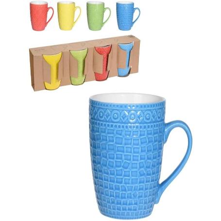 TAZAS MUG TEXTURAS 380ML 4 PIEZAS