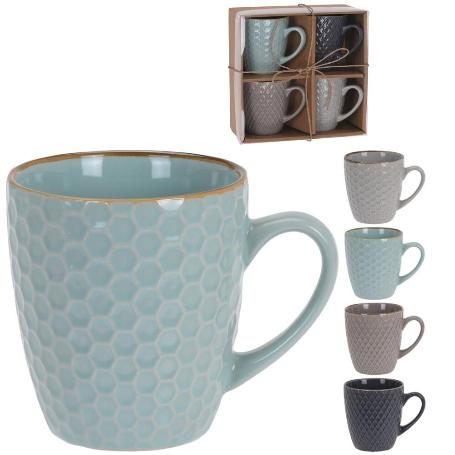 TAZAS MUG TEXTURAS 200 ML 4 PIEZAS