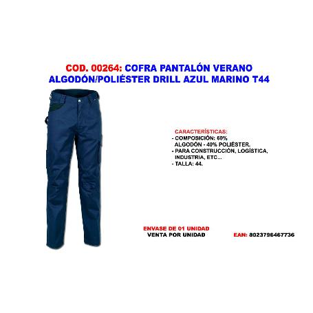 COFRA PANTALON VERANO ALGODON-POL. DRILL AZUL MAR. T44