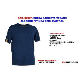 BAJA COFRA CAMISETA VERANO ALGODON PITINGA AZUL MAR. T-XL