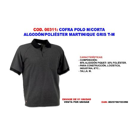 COFRA FINSTOCK  POLO M-CORTA ALGODON-POL. MARTINIQUE GRIS T-M