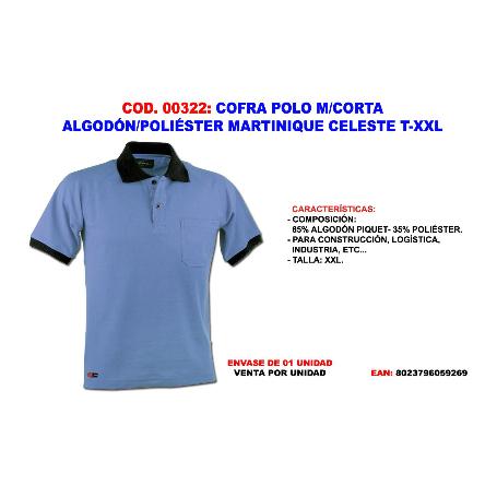 COFRA FINSTOCKPOLO M-CORTA ALGODON-POL. MARTINIQUE CELESTE T-XXL