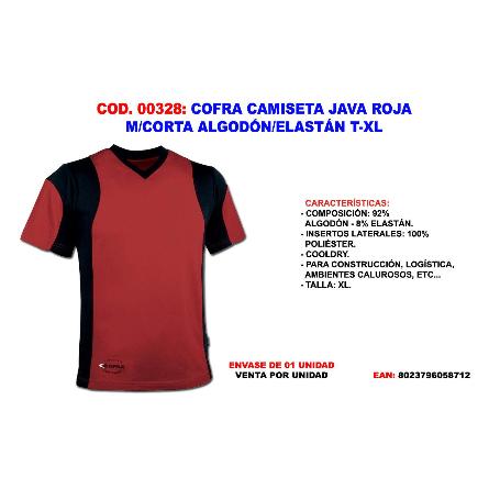 COFRA FINSTOCK CAMISETA JAVA ROJA M-CORTA ALGODON-ELASTAN T-XL