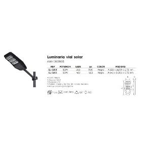 LUMINARIA FAROLA LED SOLAR 150 W 6000K IP65 A645XB300X70MM