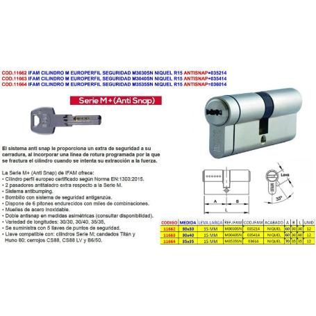 IFAM CILINDRO M EUROPERFIL SEGURID.M3030S NQ R15 ANTISNAP 035214
