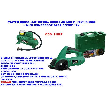 STAYER BRICOLAJE SIERRA CIRCULAR MULTIRAZER 85 600W+MINI COM.12V