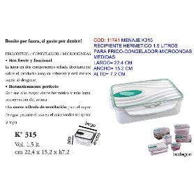 FINSTOCK SRECIPIENTE 1.5 LT K315   22.4X15.2X  7.2 CM HERMETICO