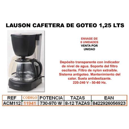 BAJA LAUSON CAFETERA DE GOTEO ACM112  1.25L. 730-970 W