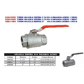 PLUVIA VALVULA LLAVE PASO ESFERA 1-1-4 HH A PALANCA 20016