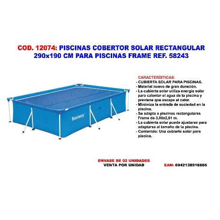 PISCINAS COBERTOR SOLAR RECTAN.290X190 CM P.FRAME 58243
