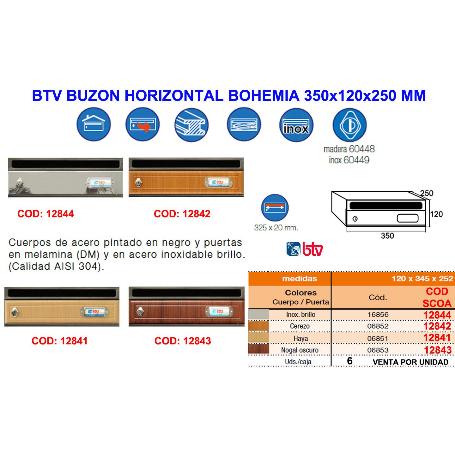 BTV BUZON FINSTOCKHORIZ BOHEMIA 6 INOX BRIL 350X120X250 MM 16856