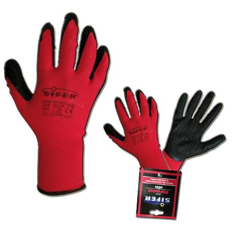 SIFER GUANTE LATEX RUGOSO ROJO-NEGRO SIFERTEX T-7-S HERCULES (CAJA 12 UNIDADES)