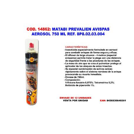 MATABI PREVALIEN AVISPAS  AEROSOL 750 ML AVISPEROS 8P8.02.03.004