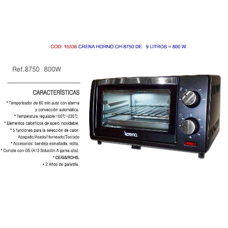CRENA HORNO CH-8750 DE   9 LITROS    800 W