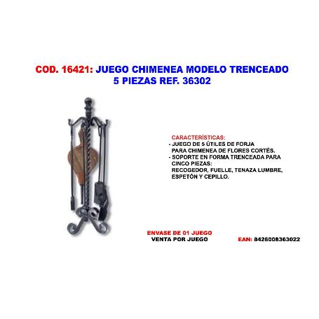 JUEGO UTILES CHIMENEA MODELO TRENCEADO 5 PIEZAS 36302