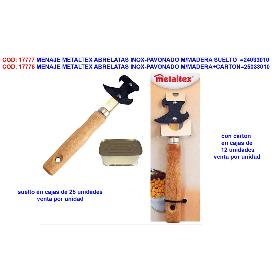 MENAJE METALTEX ABRELATAS INOX-PAVONADO MADERA+CARTON 250330100