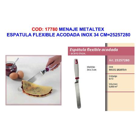 MENAJE METALTEX ESPATULA FLEXIBLE ACODADA INOX 34 CM 252572000