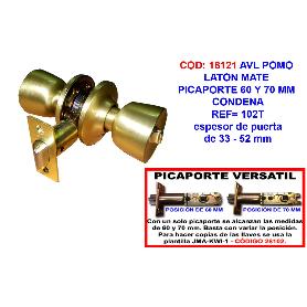 AVL POMO LATON MATE PICAPORTE 60 Y 70 MM CONDENA 102T