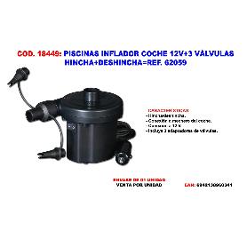 PISCINAS INFLADOR COCHE 12V.+3 VAL.HINCHA+DESHINCHA 62097-62142