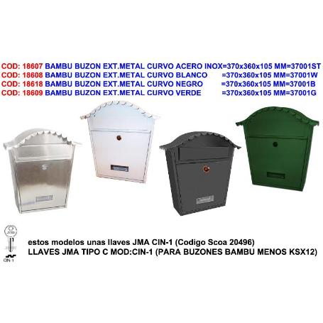 BAMBU BUZON EXT.METAL CURVO NEGRO 370X360X105 MM 37001B