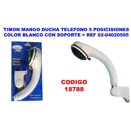 PLUVIA MANGO DUCHA TELEFONO 5 POSIC.BLANCO+SOPORTE 02-04020505