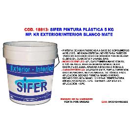 SIFER PINTURA PLASTICA 5 KG  EXTERIOR-INTER BLANCO MATE FACHADAS