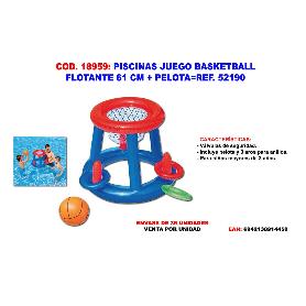 PISCINAS JUEGO BASKETBALL FLOTANTE 61 CM + PELOTA 52190-52040