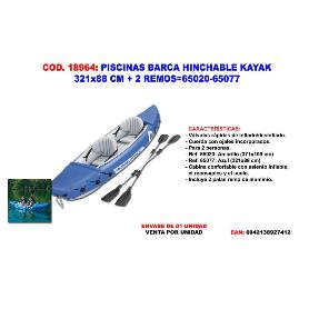 PISCINAS BARCA HINCHABLE KAYAK 321X88CM+2 REMOS 65020-65077