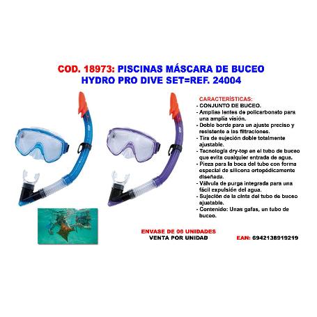 PISCINAS MASCARA DE BUCEO HYDRO PRO DIVE SET 24004-24053