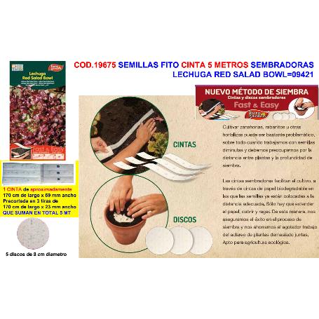 SEMILLAS FINSTOCK FITO CINTA 5 MT.SEMBRAR LECHUGA RED SA 09421