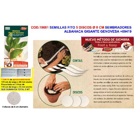 SEMILLAS FINSTOCK  FITO 5 DISCO DE 8 CM SEMBRAR ALBAHACA   09419