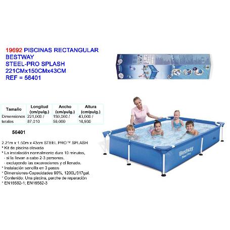 PISCINAS RECTANGULAR STEEL PRO SPLASH 221X150X43 56401