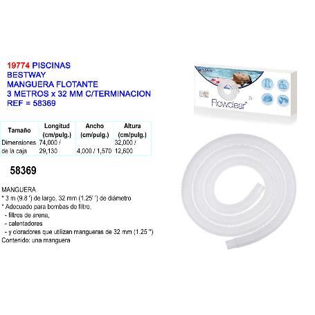PISCINAS MANGUERA FLOTANTE 3 M X32 MM C-TERMINACION 58369