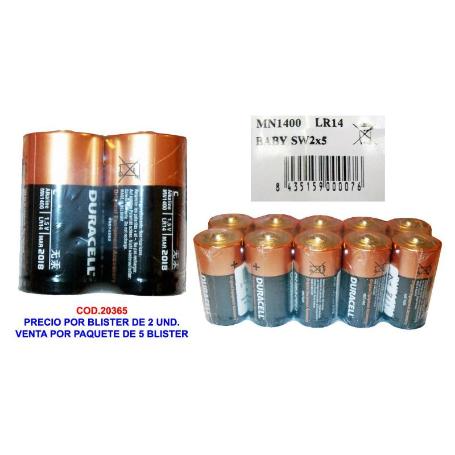 DURACEL ALCALINA 2 PILAS C-R14X2 RETRACTILADAS MN1400-LR14-SW2 (CAJA 5 UNIDADES)