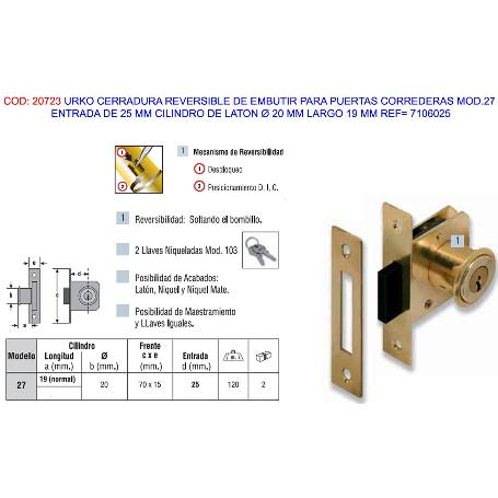 URKO FI CERRAD.EMBUT. 27 ENTR 25-CILIND 19 REVERS.CORRED.7106025