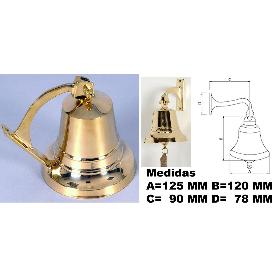 CAMPANA LATON BRILLO 150 MM CON BADAJO+CUERDA+2 TORNILLOS