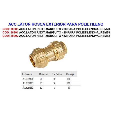 ACC.LATON R-EXT.ENLACE RECTO 32 PARA POLIETILENO ALREM32