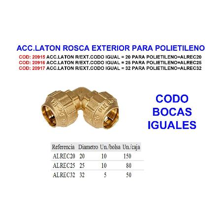 ACC.LATON R-EXT.CODO IGUAL 25 PARA POLIETILENO ALREC25