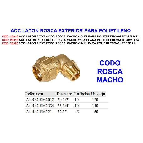 ACC.LATON R-EXT.CODO ROSCA MACHO 25-3-4 PARA POLIETI ALRECRM2534