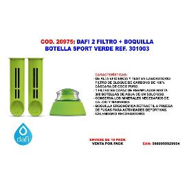 DAFI FINSTOCK  2 FILTRO + BOQUILLA BOTELLA SPORT VERDE  301003