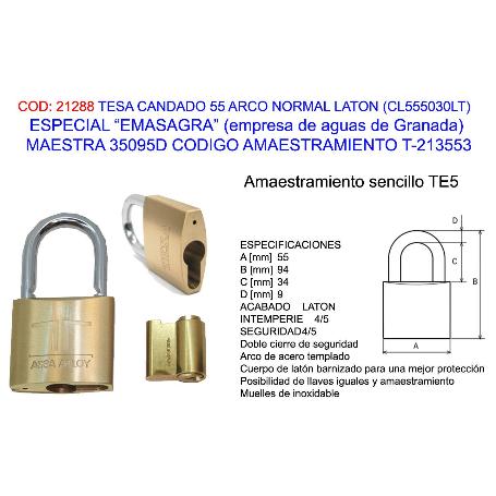 TESA CANDADO 55 AN LT EMASAGRA MAESTRA 35095D CODIGO T-213553