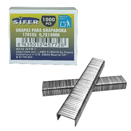 SIFER GRAPAS P-GRAPADORA 17105-17110  07X14MM CAJA 1000 PCS