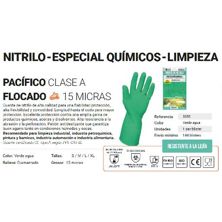 Guante sifer quiminico nitrilo 15µ flocad cat a pacifico t-xl-10