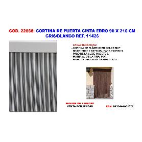 CORTINA DE PUERTA CINTA EBRO 90 X 210 Nº 7 GRIS-BLANCO 11303D