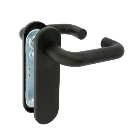 MANILLA JUEGO PLACA  172X46 MM ACERO NEGRO PUERTA 3P 21282