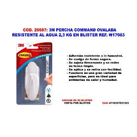 3M PERCHA COMMAND OVALADA  RESISTENTE  AL  AGUA  2,3 KG W17083