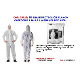 3M TRAJE PROTECCION BLANCO CATEGORIA I TALLA L REF. 4500